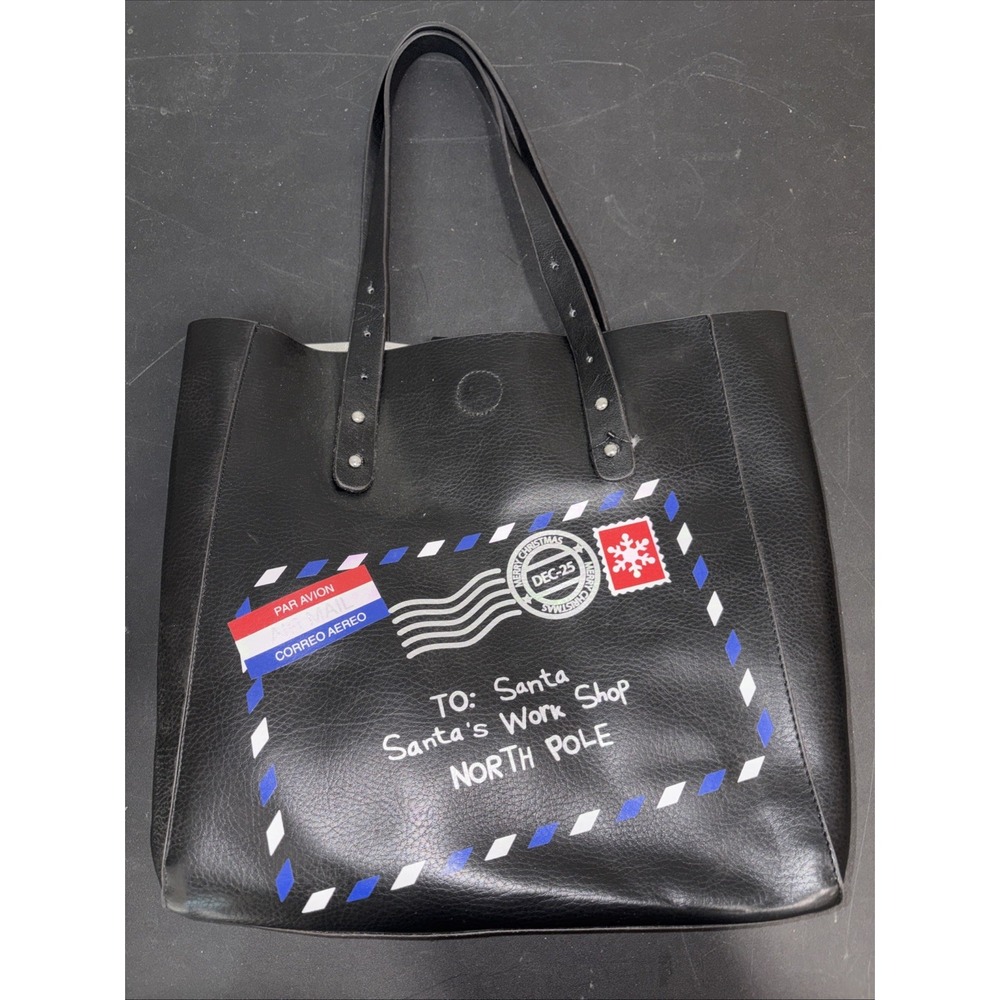 Celebrate Shop Postcard 'Santa's Work Shop' Handbag Tote Multi ONE SIZE